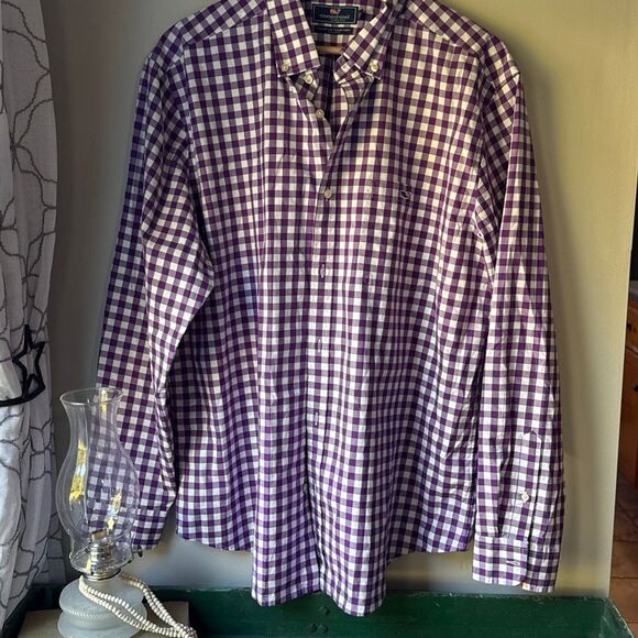 Vineyard Vines men’s purple plaid button up shirt size XL classic fit Tucker shi - Picture 1 of 7